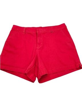 Lane Bryant Chino Shorts Womens 18 Red Stretch Belt Loops High Rise Casual